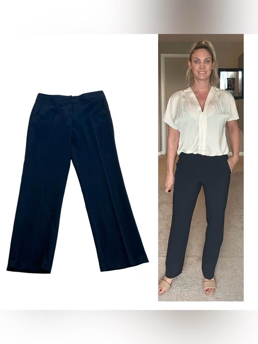 Marks & Spencer black trousers dress pants Sz M professional business career